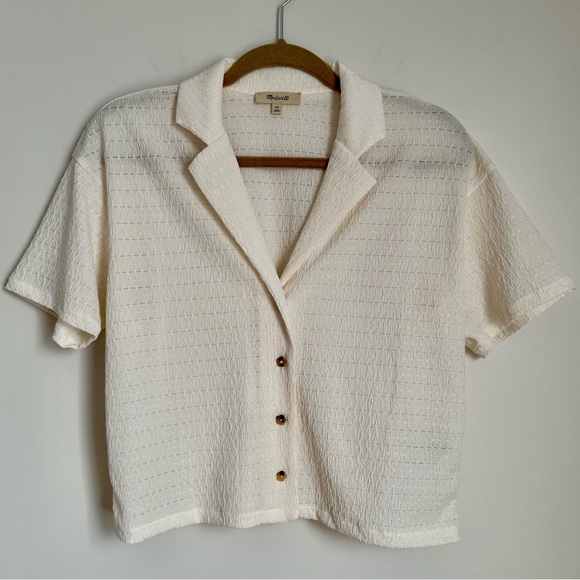 Madewell Crinkle-Knit Button-Front Top - Picture 1 of 8
